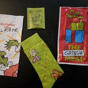 McDonald's Grinch Themed Socks and Meal Set